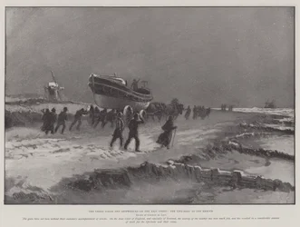 Die großen Stürme und Schiffswracks an der Ostküste, das Rettungsboot zur Rettung